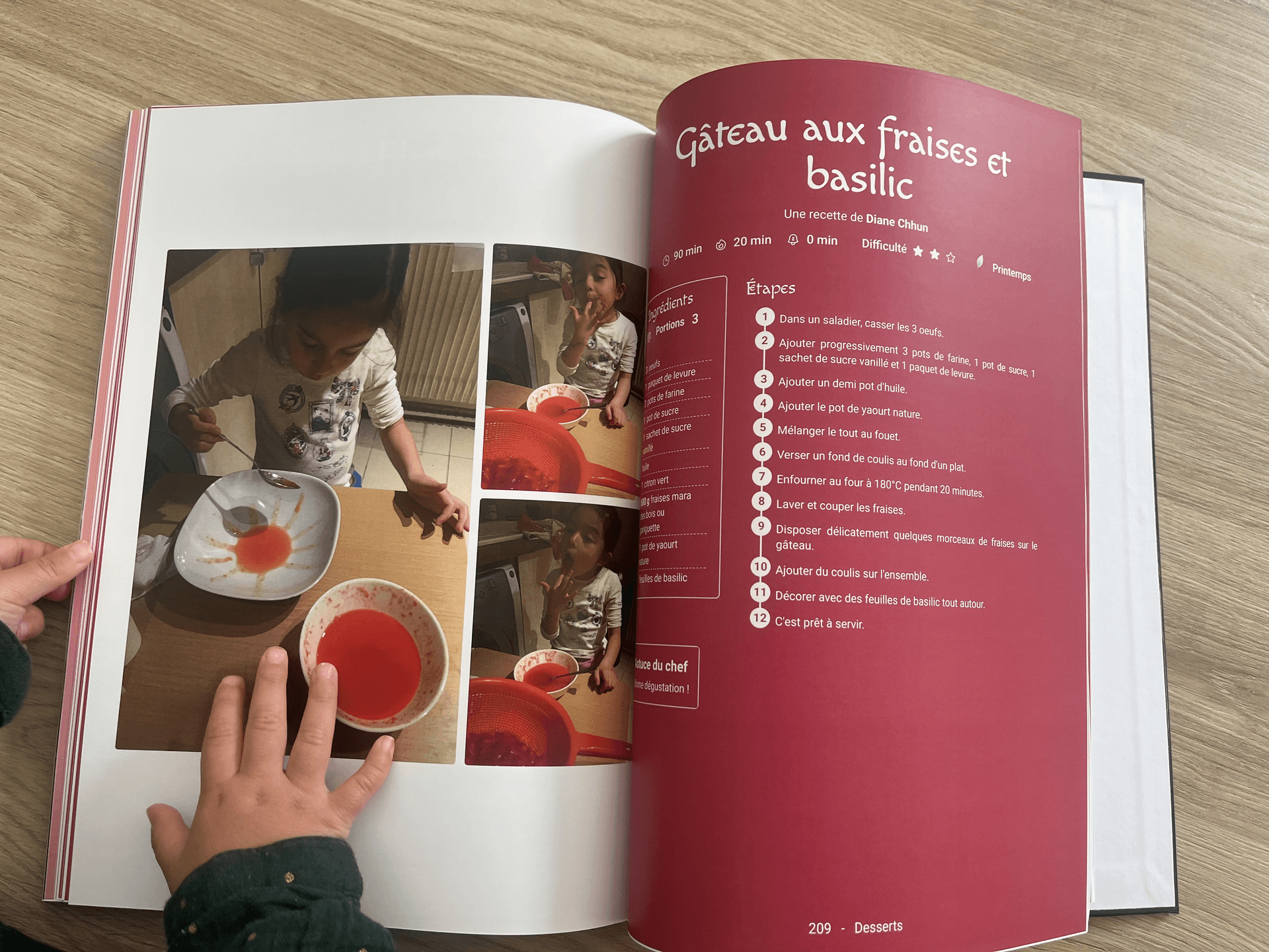 Pages intérieures d'un livre cadeau de recettes Cocooko